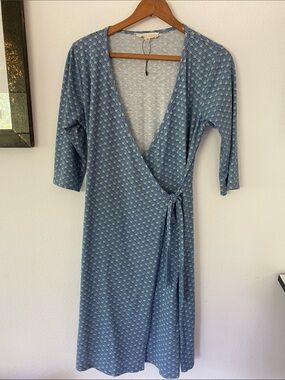 Synergy Blue Patterned Wrap Dress